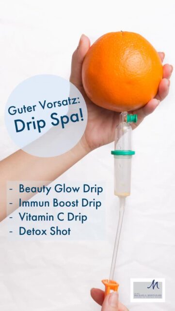 Gute Vorsätze gibt es viele: „Dry January“, mehr Sport, gesunde Ernährung und einfach mehr für sich tun. Das finden wir toll und möchten Sie gerne dabei unterstützen! Gerade jetzt, wo man nach den Feiertagen wieder vermehrt unter die Leute geht, ist die Stärkung des Immunsystems wichtig, um sich vor Influenza A, B, Corona oder auch einem grippalen Infekt zu schützen.Wir sind mit unseren Drip Spas für Sie da! Egal ob unterstützend nach oder vor einer geplanten OP, bei Anzeichen von Müdigkeit, Schlappheit, Energieverlust, zur Stärkung des Immmunsystems oder für eine schöne, strahlende Haut – unsere Drip Spas werden individuell auf Ihre Bedürfnisse angepasst und helfen beim Auffüllen von Nährstoffspeichern und der Stärkung von körpereigenen Stoffwechselprozessen. Diese Drips bieten wir an:✨Beauty Glow Drip😷 Immun Boost Drip🍊Vitamin C Drip (kombinierbar mit allen Drips)🫚Detox Shot (kombinierbar mit allen Drips) Gerne beraten wir Sie und stellen Ihren persönlichen Vitamin- und Nährstoffboost für Sie zusammen.Weitere Infos auch auf unserer Website unter https://dr-montanari.de/leistungsspektrum/besondere-behandlungen/drip-spa/.Termine können Sie bequem über unsere Online-Terminvereinbarung buchen (Link in Bio). #dripspa #vitamininfusion #gutervorsatz