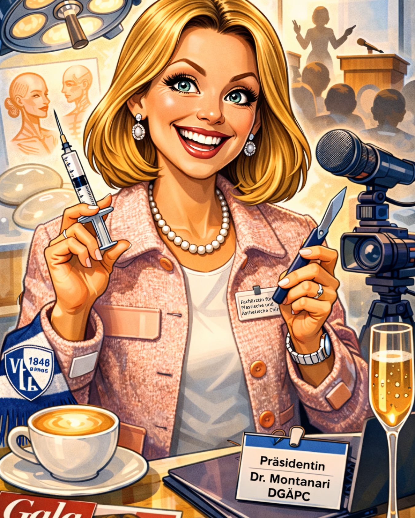 Real life vs. Comic life — gar nicht sooo weit auseinander 😉   👩‍⚕️Fachärztin mit Leidenschaft ✨ 💉Präzision trifft Ästhetik  🎤Kongressmodus: immer an  🎙️Medien & Austausch gehören dazu  ☕️Cappuccino als tägliches Must-Have für Fokus  🍾Champagner für besondere Momente 🥂 🐻Gummibärchen nur in Rot ⚽️VFL Bochum Fangirl von Anfang an 💅🏻Und ja… ein bisschen Glam darf sein 💫   Beruf mit Herz, Humor und Hingabe.💙   #comictrend #fachärztin #doclife #ästhetischechirurgie